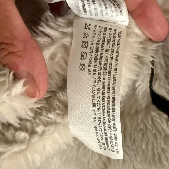 Abercrombie & Fitch Womens Black Vegan Leather Sherpa-Lined Aviator Jacket Size - Picture 7 of 7